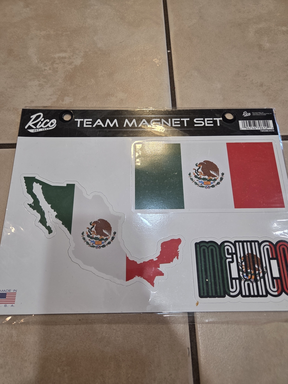 Rico Team Magnet Set - Mexico Flag & Map - Green, White, Red